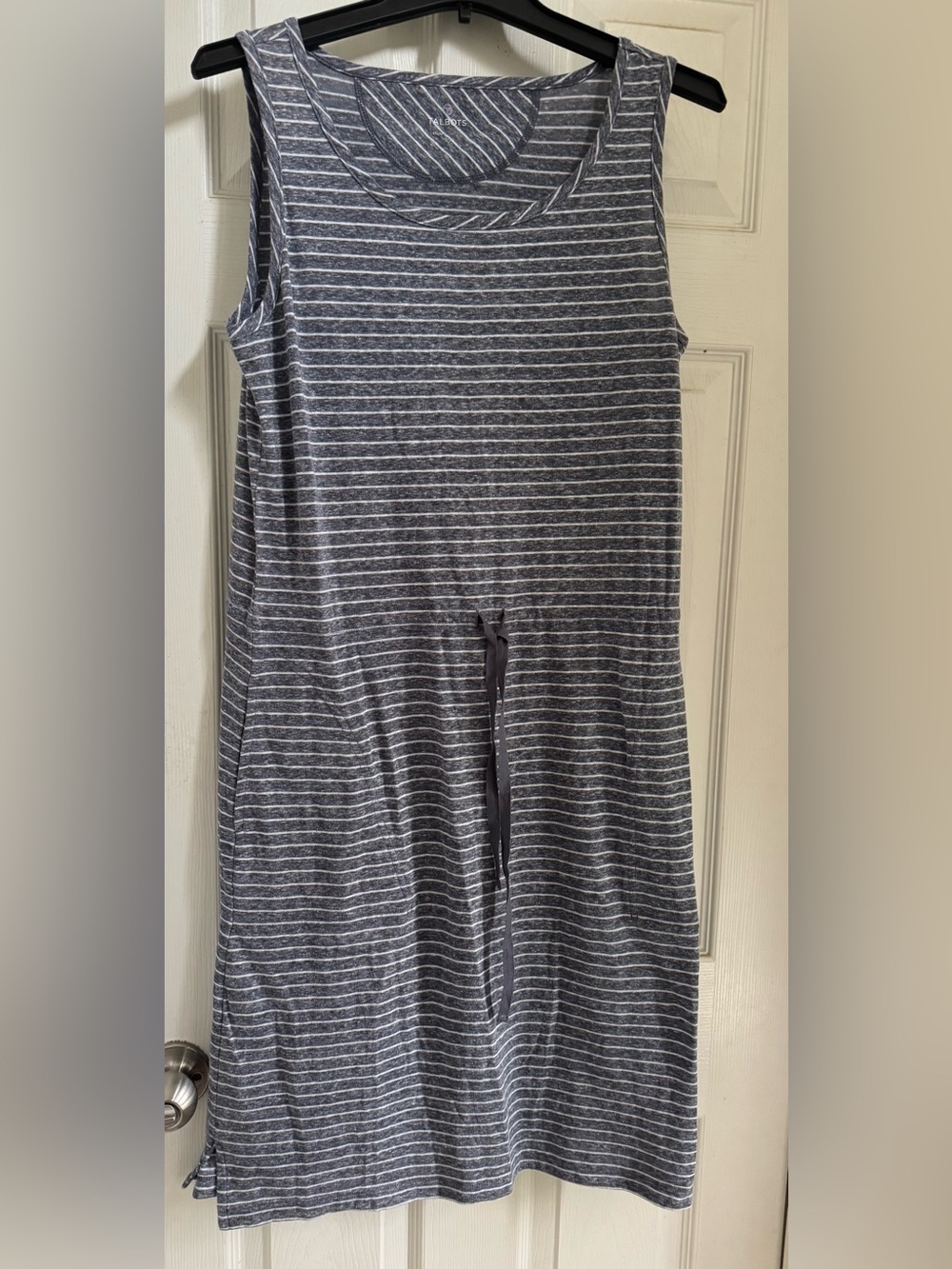 NWT Talbots Gray and White Striped Sleeveless Knit Dress